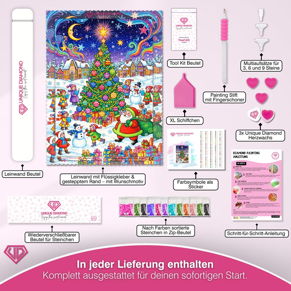 5D Diamond Painting – Weihnachtszauber unter Sternenlicht Unique-Diamond