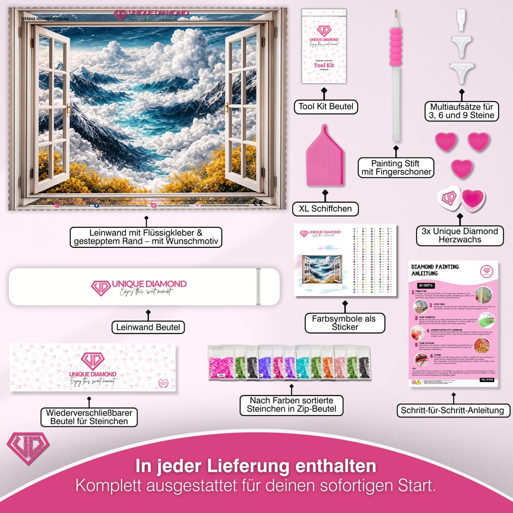 5D Diamond Painting – Window to Celestial Peaks