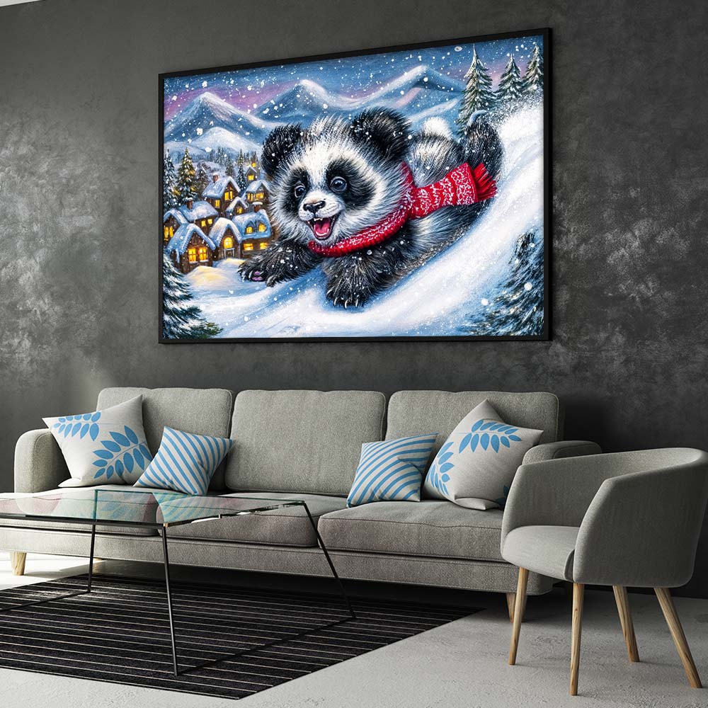 5D Diamond Painting – Winterspaß im Schneedorf, Unique-Diamond