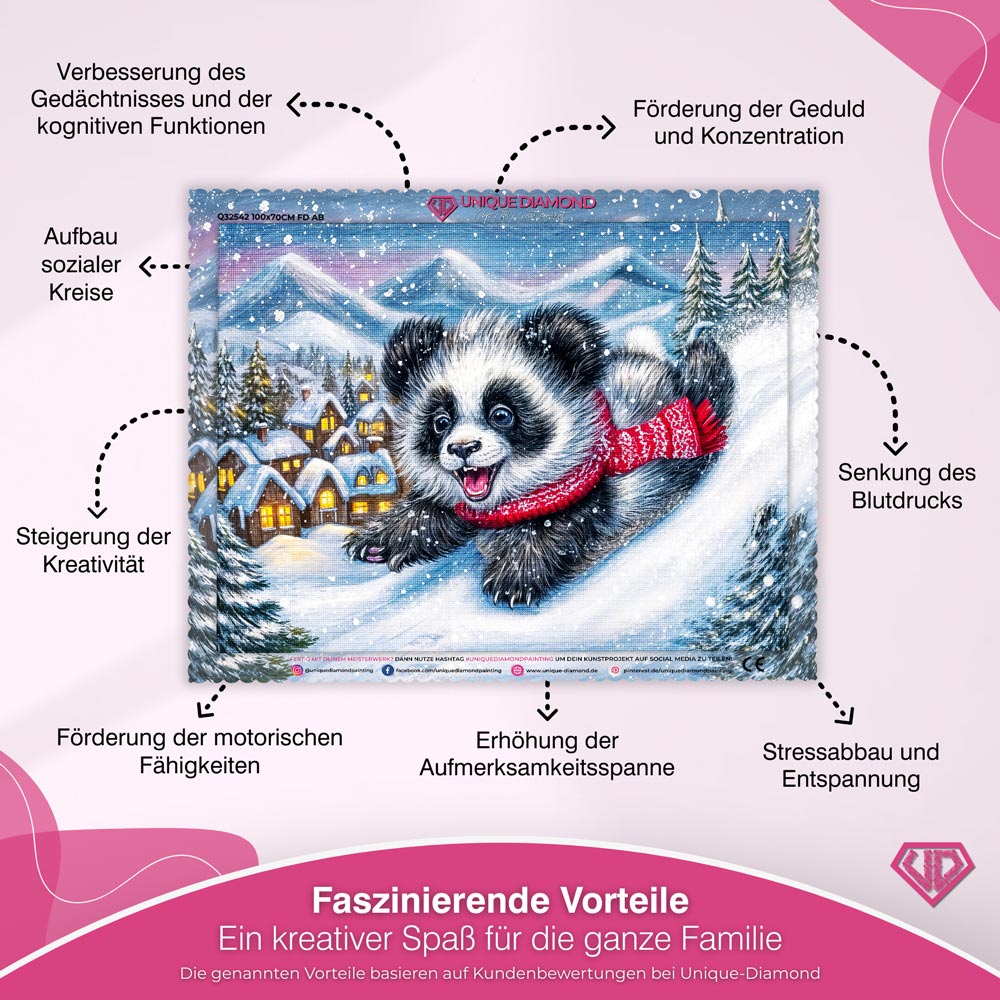 5D Diamond Painting – Winterspaß im Schneedorf, Unique-Diamond