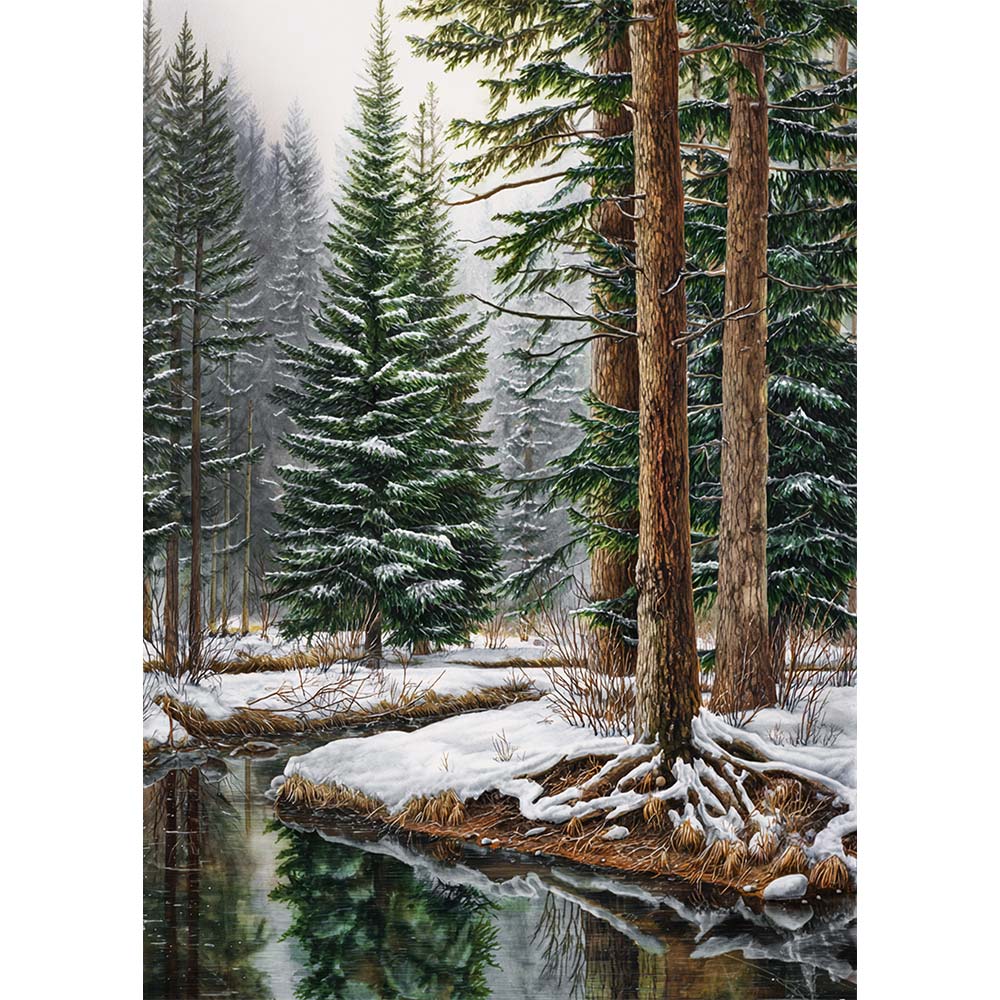 5D Diamond Painting – Winterwald der Stille, Unique-Diamond