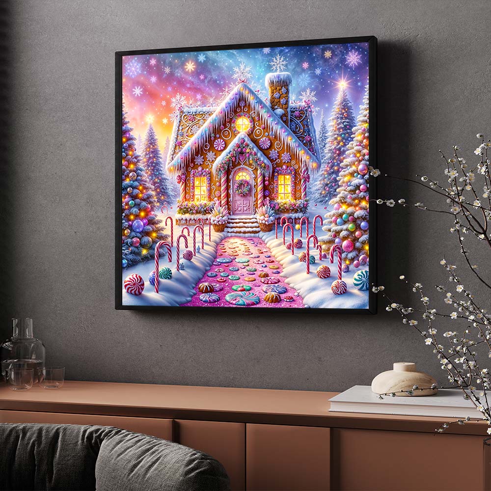 5D Diamond Painting – Zauberhaftes Lebkuchenhaus, Unique-Diamond