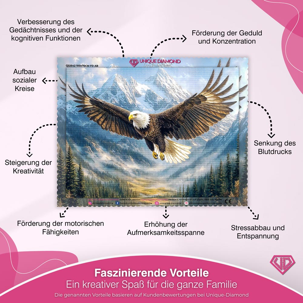 5D Diamond Painting – Adler in majestätischer Berglandschaft Unique-Diamond
