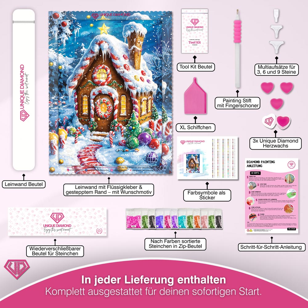 5D Diamond Painting – Das Lebkuchenhaus Unique-Diamond