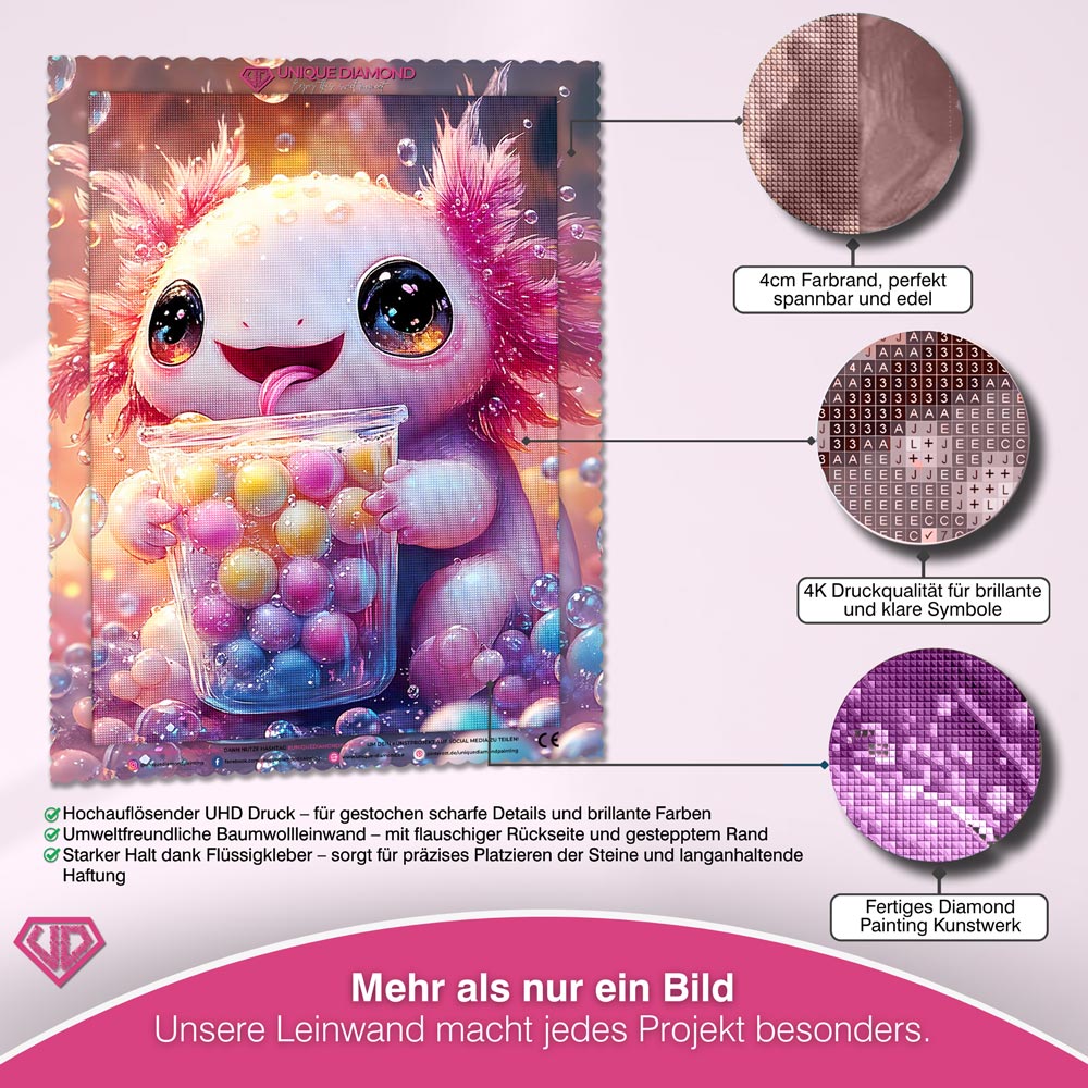 5D Diamond Painting – Der fröhliche Axolotl Unique-Diamond