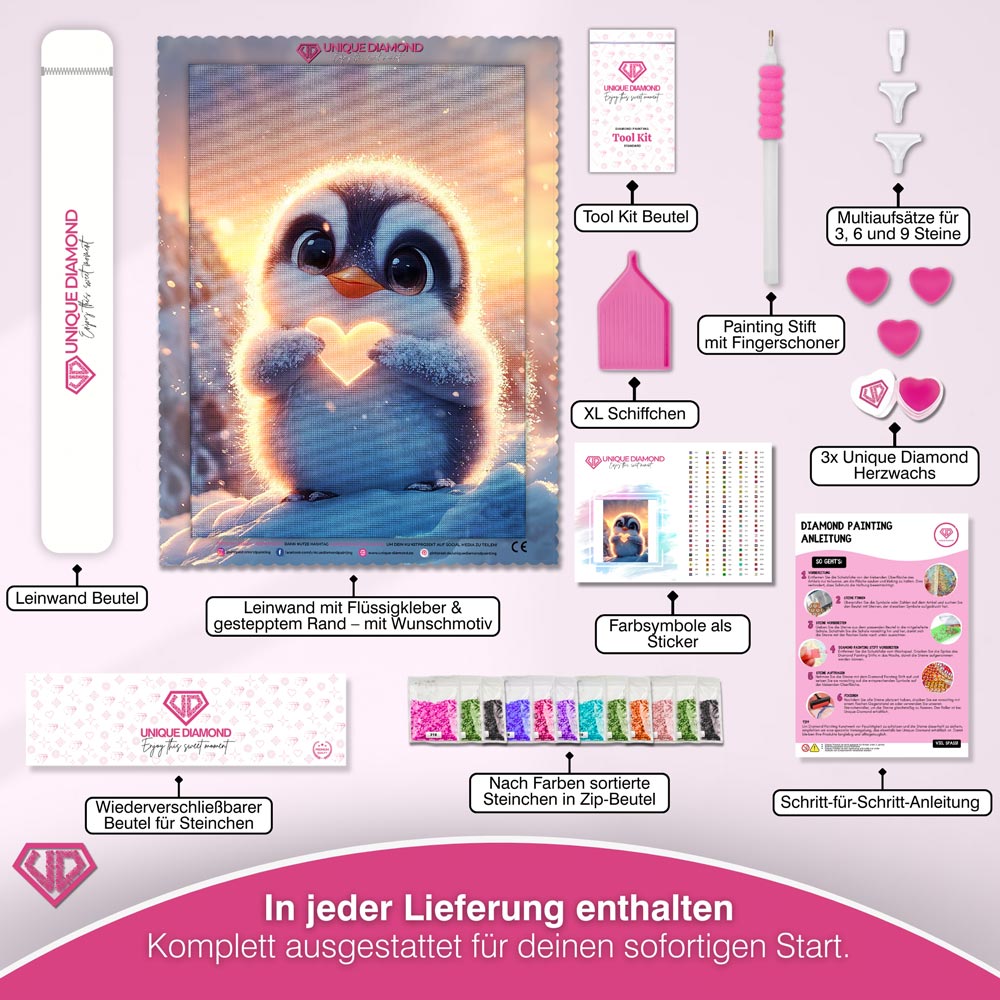 5D Diamond Painting – Herz des Pinguins Unique-Diamond