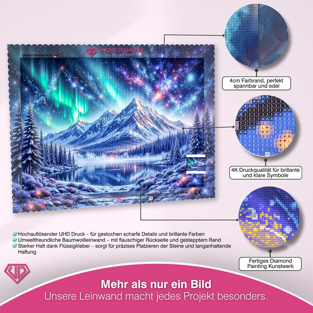 5D Diamond Painting – Polarlichter über den Bergen Unique-Diamond