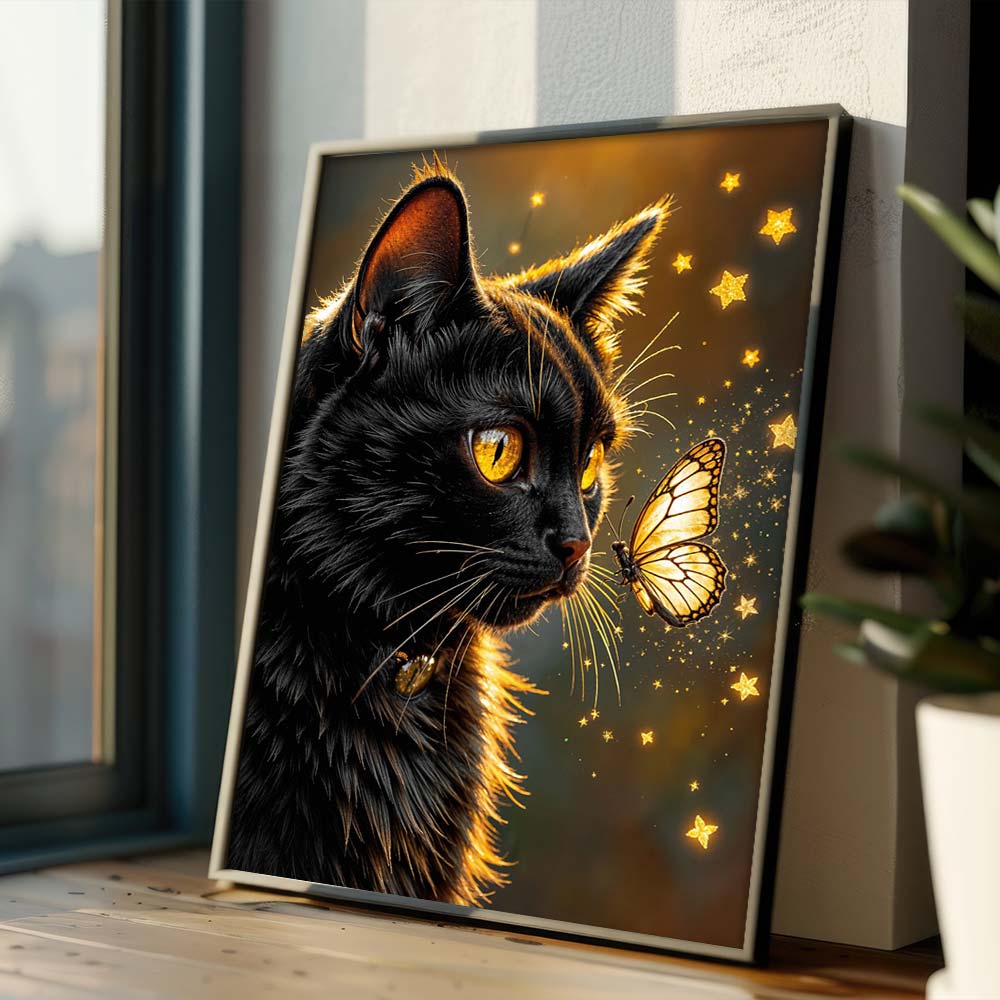 5D Diamond Painting – Sternenglanz der Nachtkatze Unique-Diamond