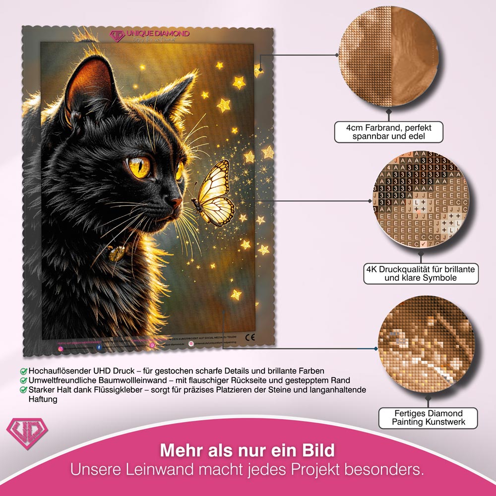 5D Diamond Painting – Sternenglanz der Nachtkatze Unique-Diamond