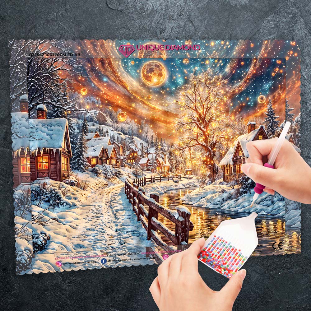 5D Diamond Painting – Winterliche Abendruhe Unique-Diamond