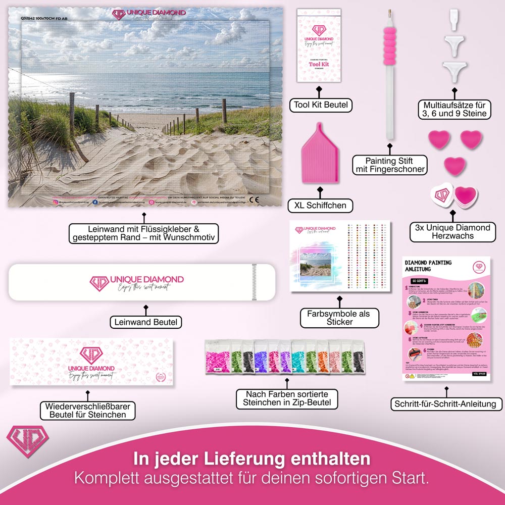 5D Diamant Painting – Sandweg zum Strand Unique-Diamond