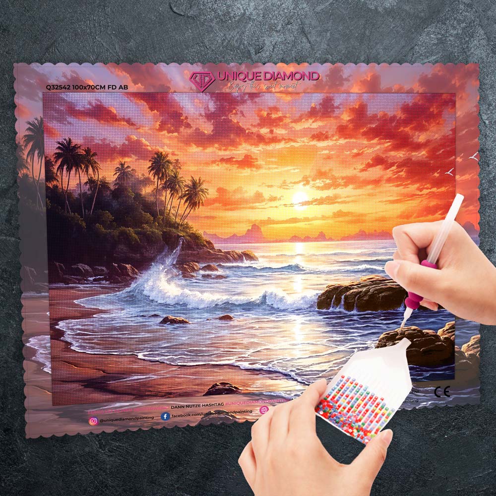 5D Diamant Painting – Sonnenuntergang am Strand Unique-Diamond