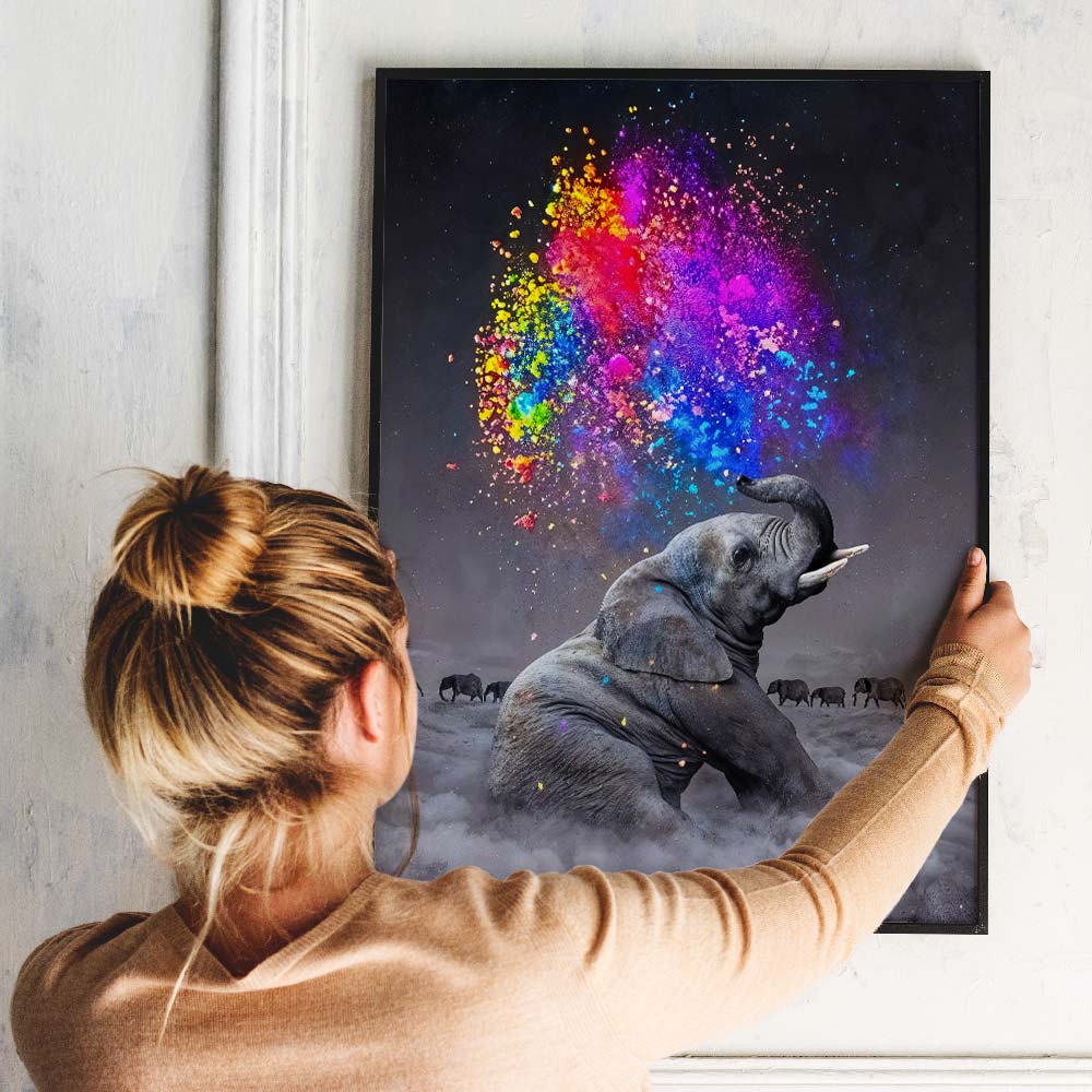 5D Diamond Painting – Elefant Farbspiel Unique-Diamond