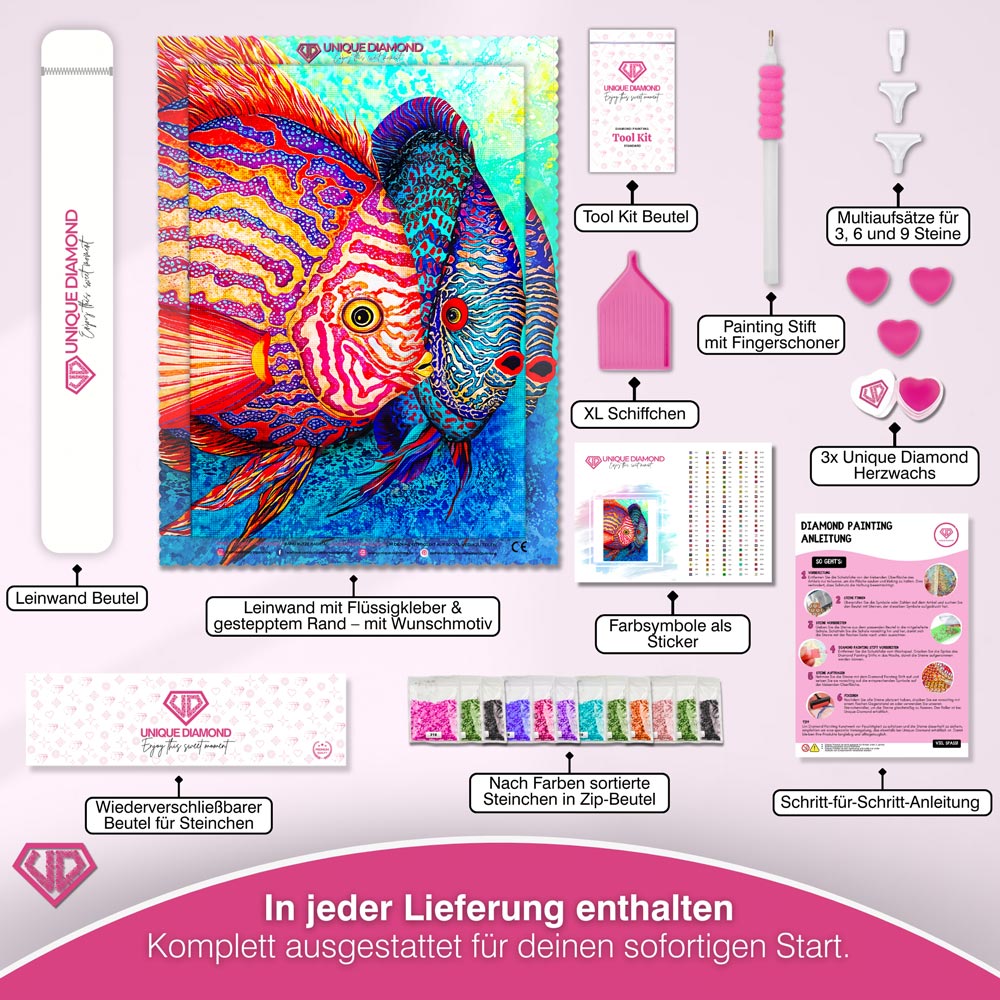 5D Diamond Painting – Farbige Fische Unique-Diamond