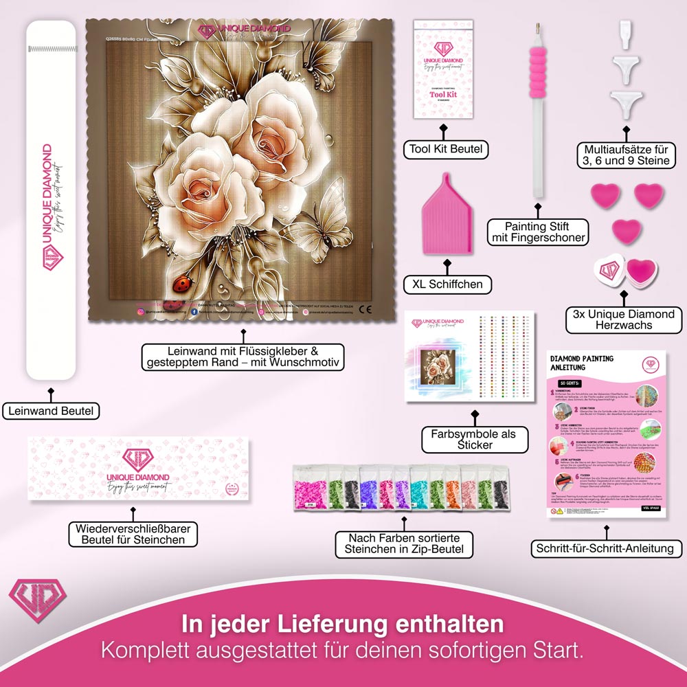 5D Diamond Painting – Goldene Rose Unique-Diamond
