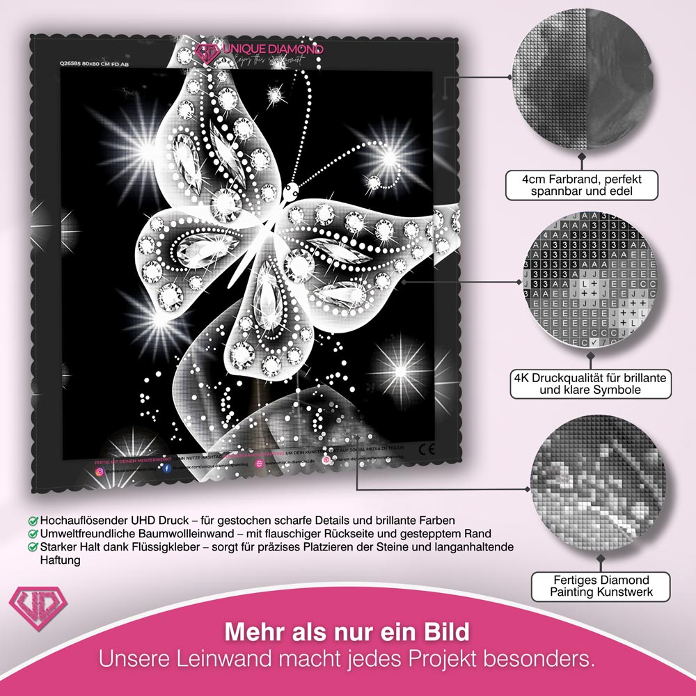 5D Diamond Painting - leuchtender Schmetterling Unique-Diamond