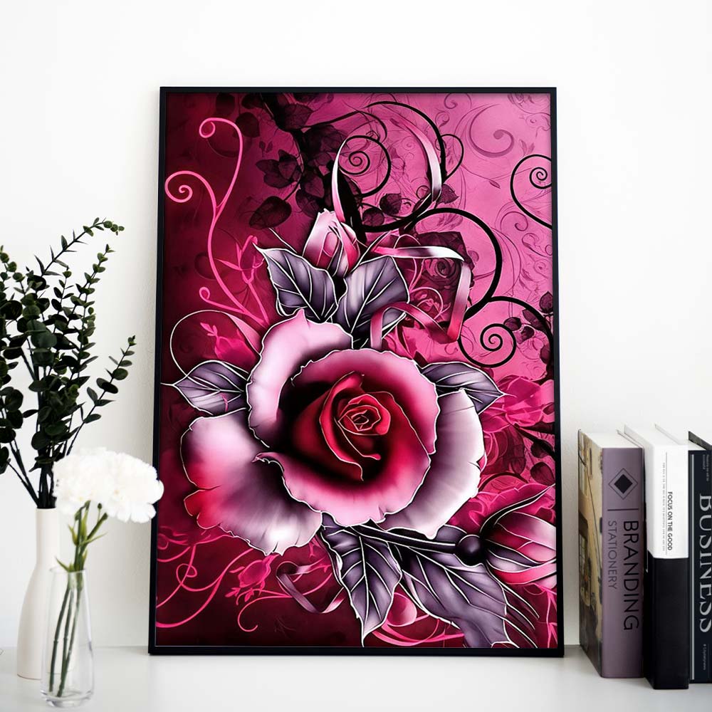 5D Diamond Painting – Pinke Geschenk Rose Unique-Diamond
