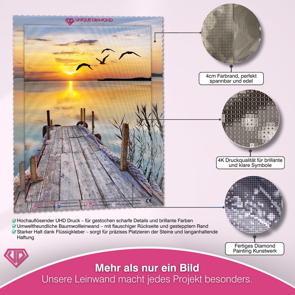 5D Diamond Painting – Sonnenuntergang Seeblick Unique-Diamond
