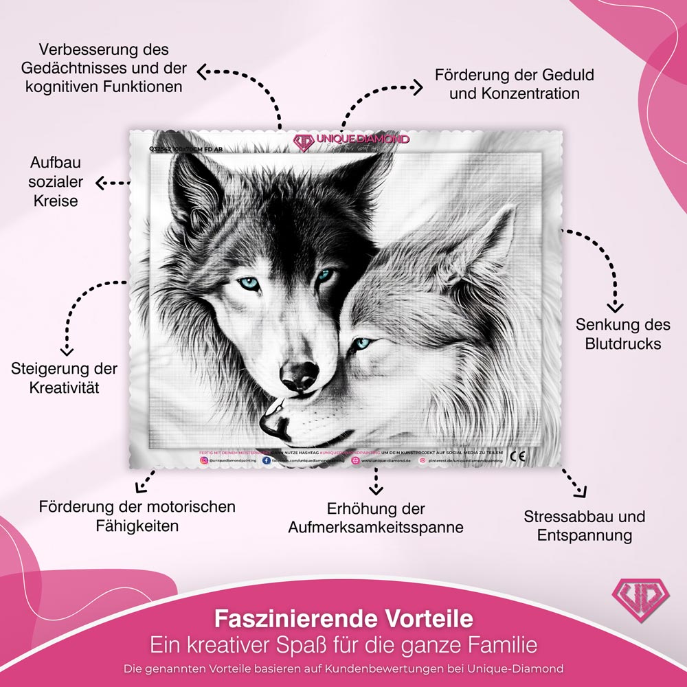 5D Diamond Painting – Wolf und Wölfin Unique-Diamond