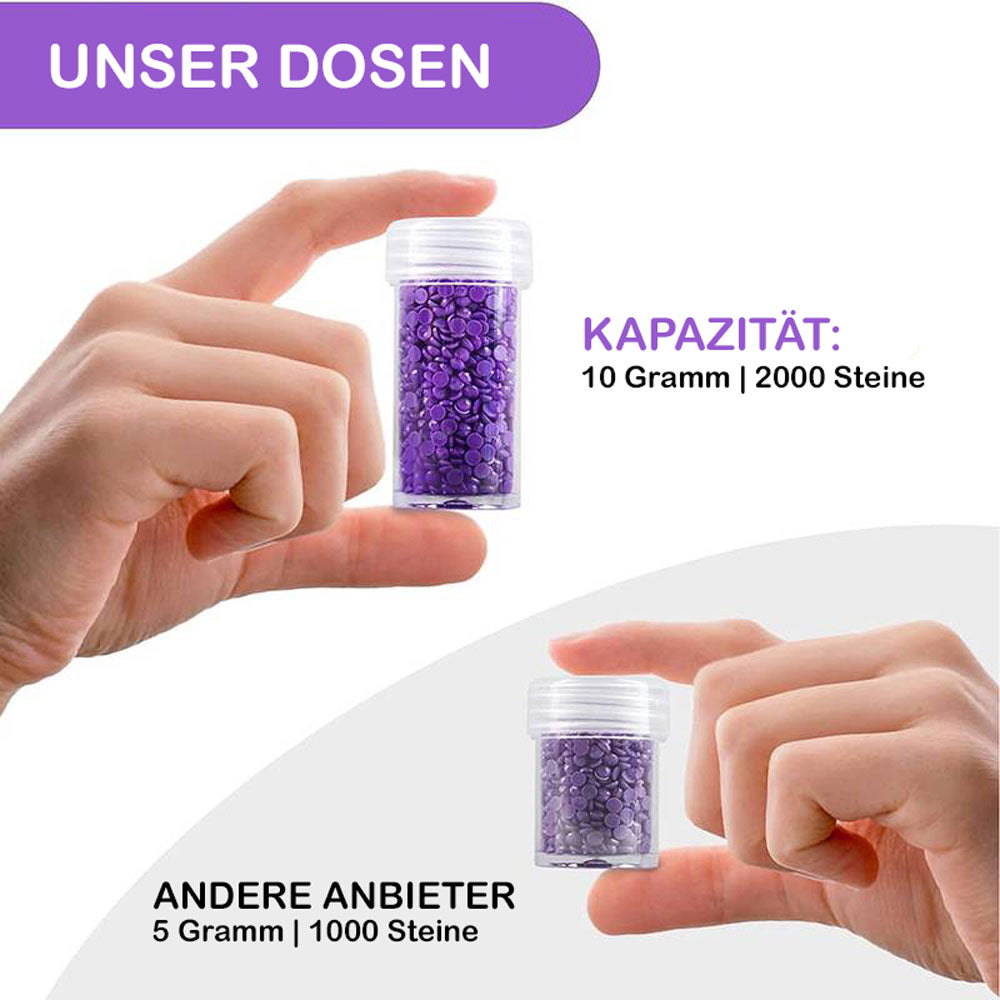 Diamond Painting Koffer Violett mit 60 Fächer + Zubehör, Unique-Diamond