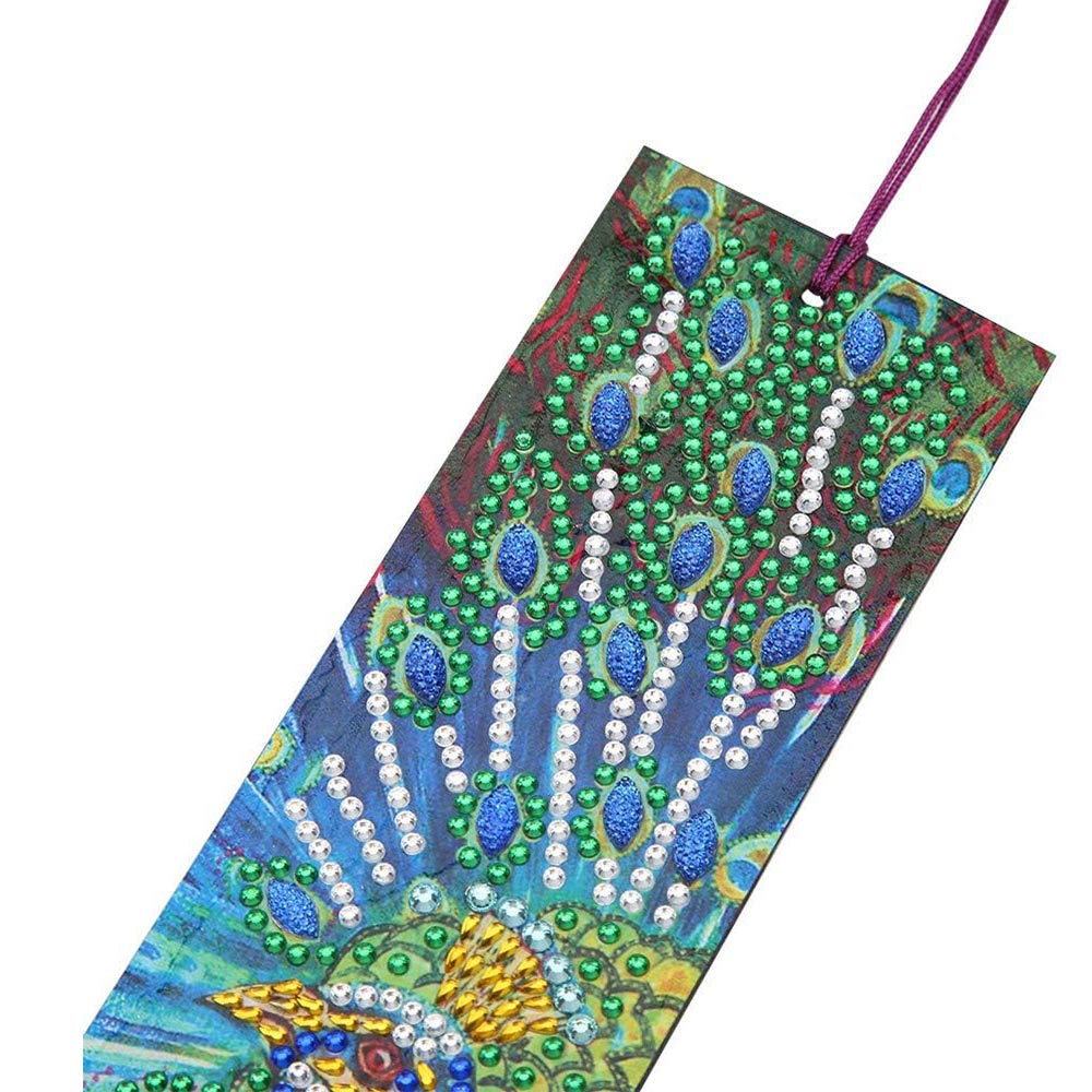 Diamond Painting Lesezeichen Pfau, Unique-Diamond