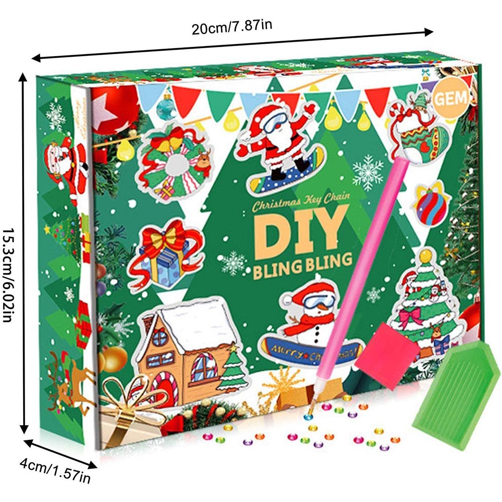 Diamond Painting Schlüsselanhänger Weihnachten 15 Stück, Unique-Diamond