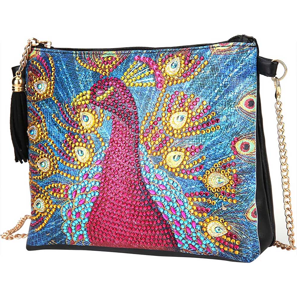 Diamond Painting Tasche Roter Pfau, Unique-Diamond