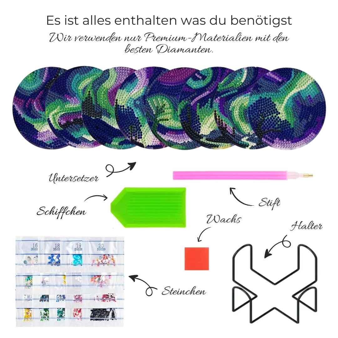 5D Diamond Painting Untersetzer Aurora, Unique-Diamond