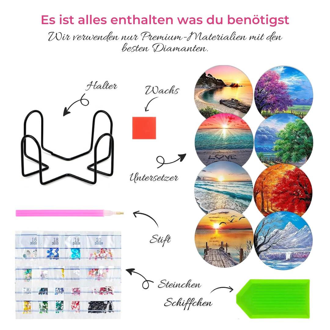 5D Diamond Painting Untersetzer – Magie der Natur, Unique-Diamond