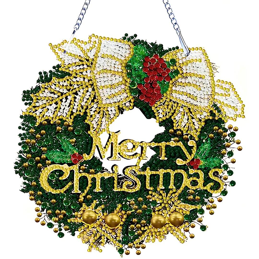 5D Diamond Painting Türkranz – Glitzerkranz Merry Christmas, Unique-Diamond