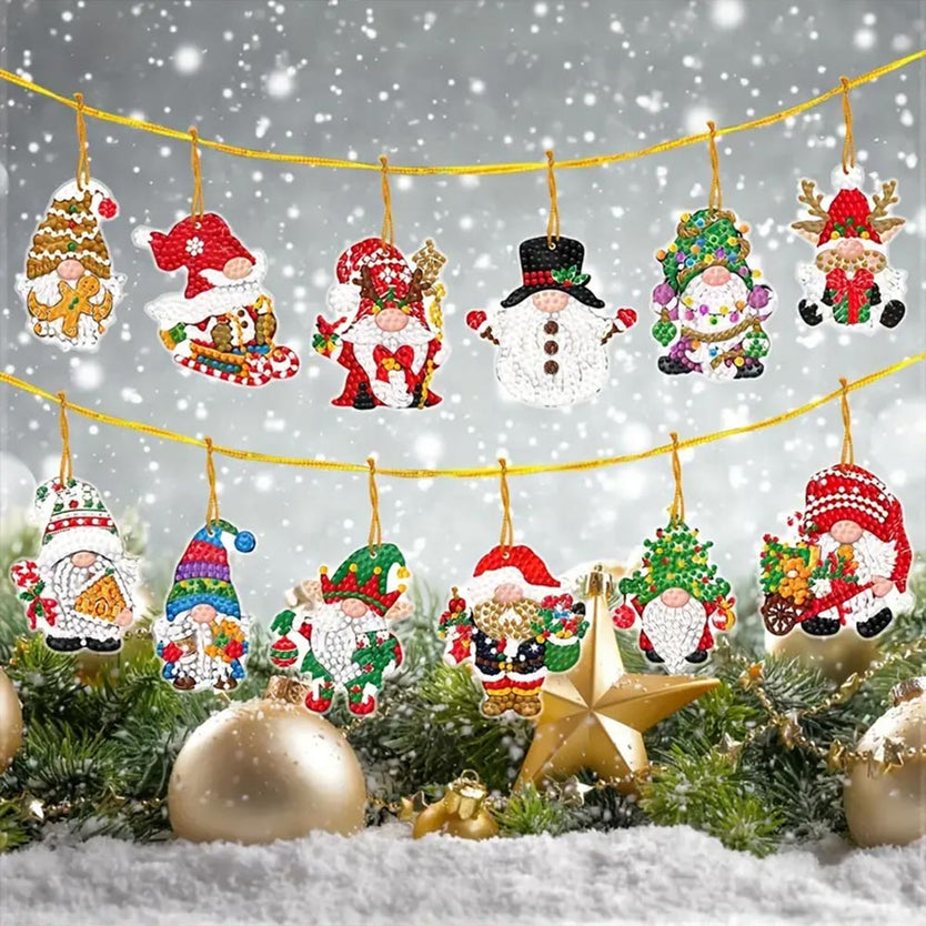 Diamond Painting Weihnachtsbaum Anhänger Wichtel 12st Set