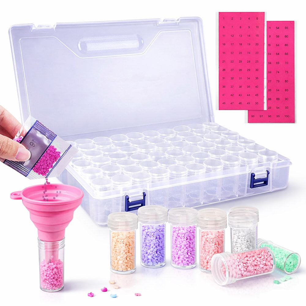 Diamond Painting XXL Aufbewahrungsbox mit 80 runde Dosen, Unique-Diamond