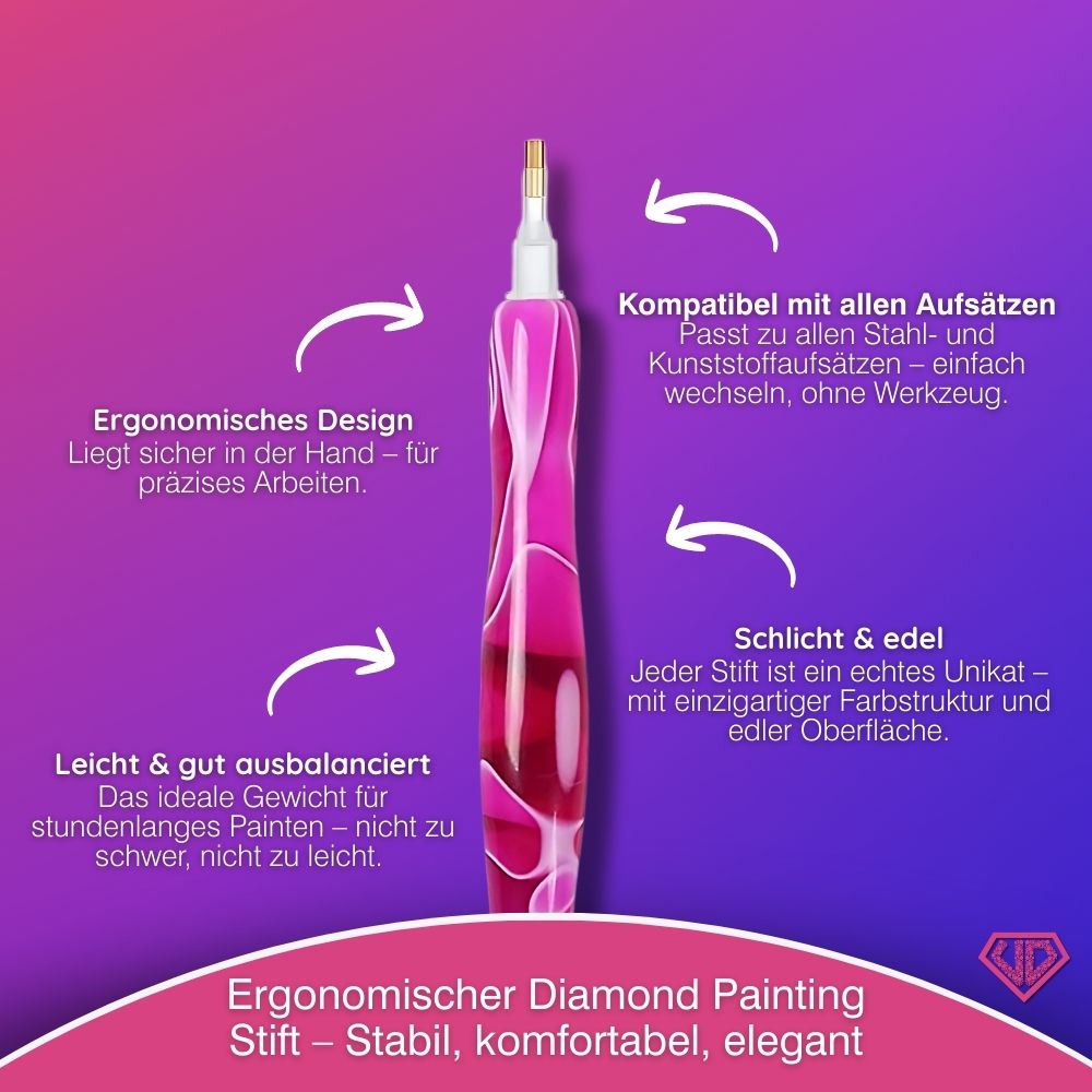 Diamond Painting Ergonomischer Premium-Stift – Pink Flame Wave Unique-Diamond