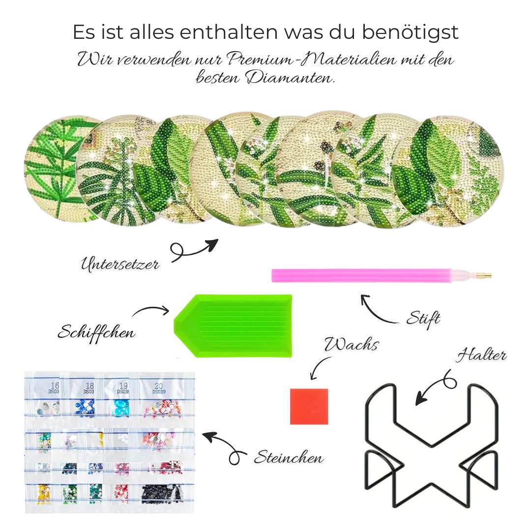 Diamond Painting Untersetzer – Botanische Eleganz, Unique-Diamond
