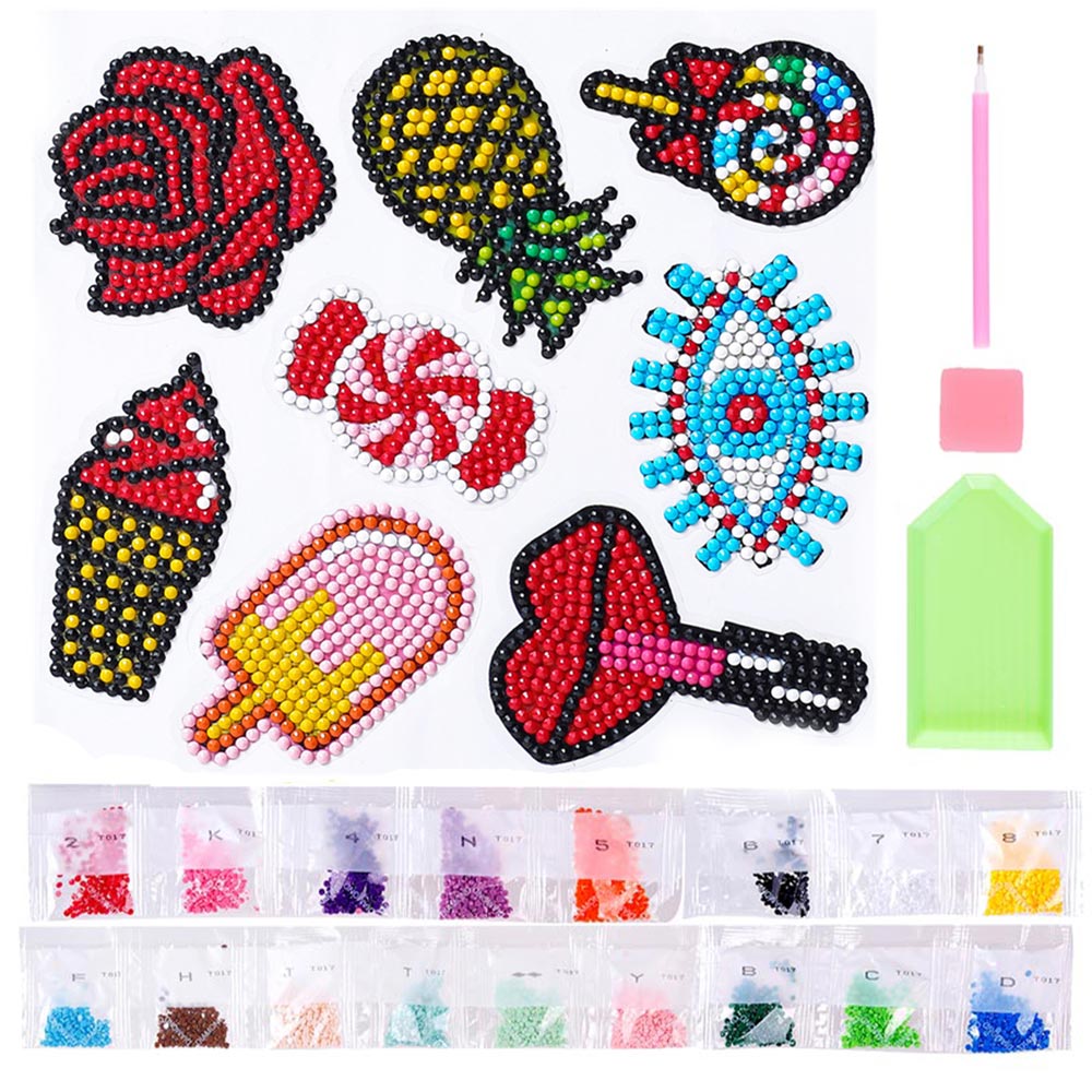 5D Diamond Painting Sticker Set Red, Unique-Diamond