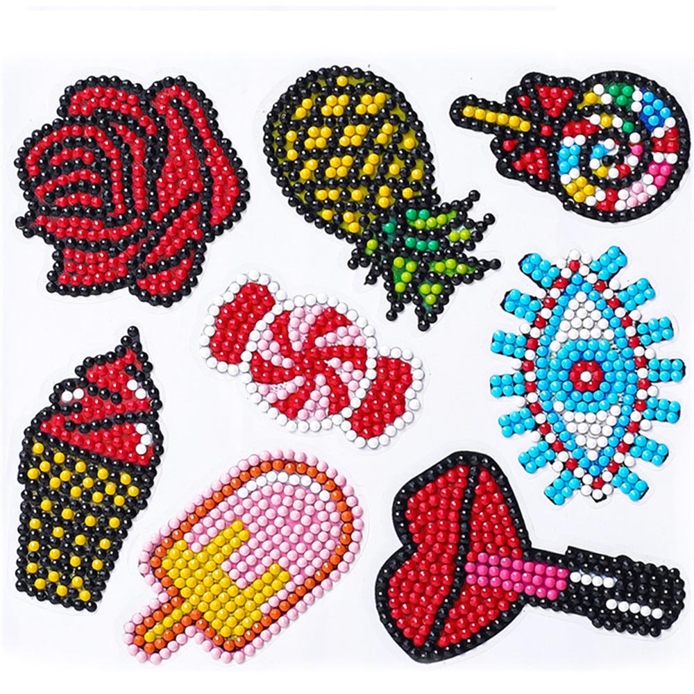 5D Diamond Painting Sticker Set Red, Unique-Diamond