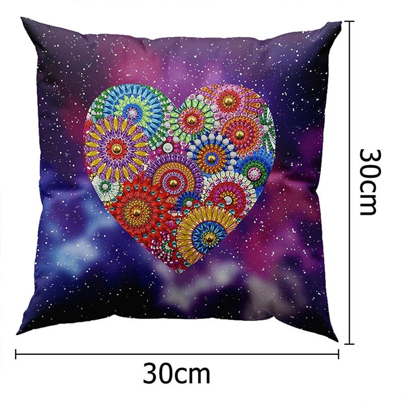 5D Diamond Painting Kissenbezug 30x30cm Mandala Herz - Unique-Diamond