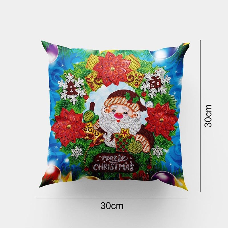 5D Diamond Painting Kissenbezug 30x30cm Merry Christmas Zwerg - Unique-Diamond