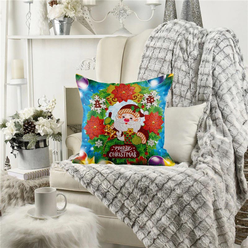 5D Diamond Painting Kissenbezug 30x30cm Merry Christmas Zwerg - Unique-Diamond