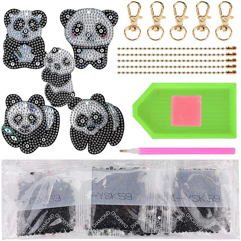 5D Diamond Painting Schlüsselanhänger Panda - Unique-Diamond