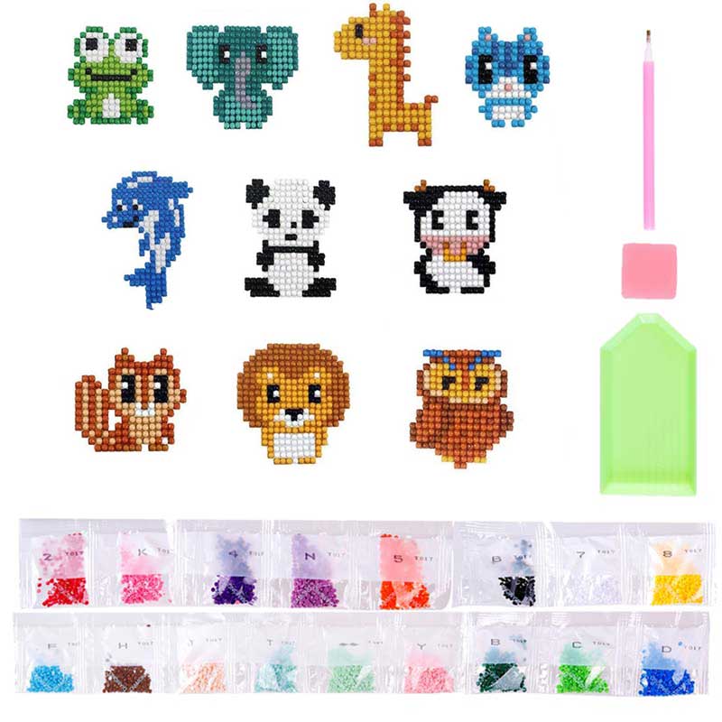 5D Diamond Painting Sticker Set Tiere für Kinder - Unique-Diamond