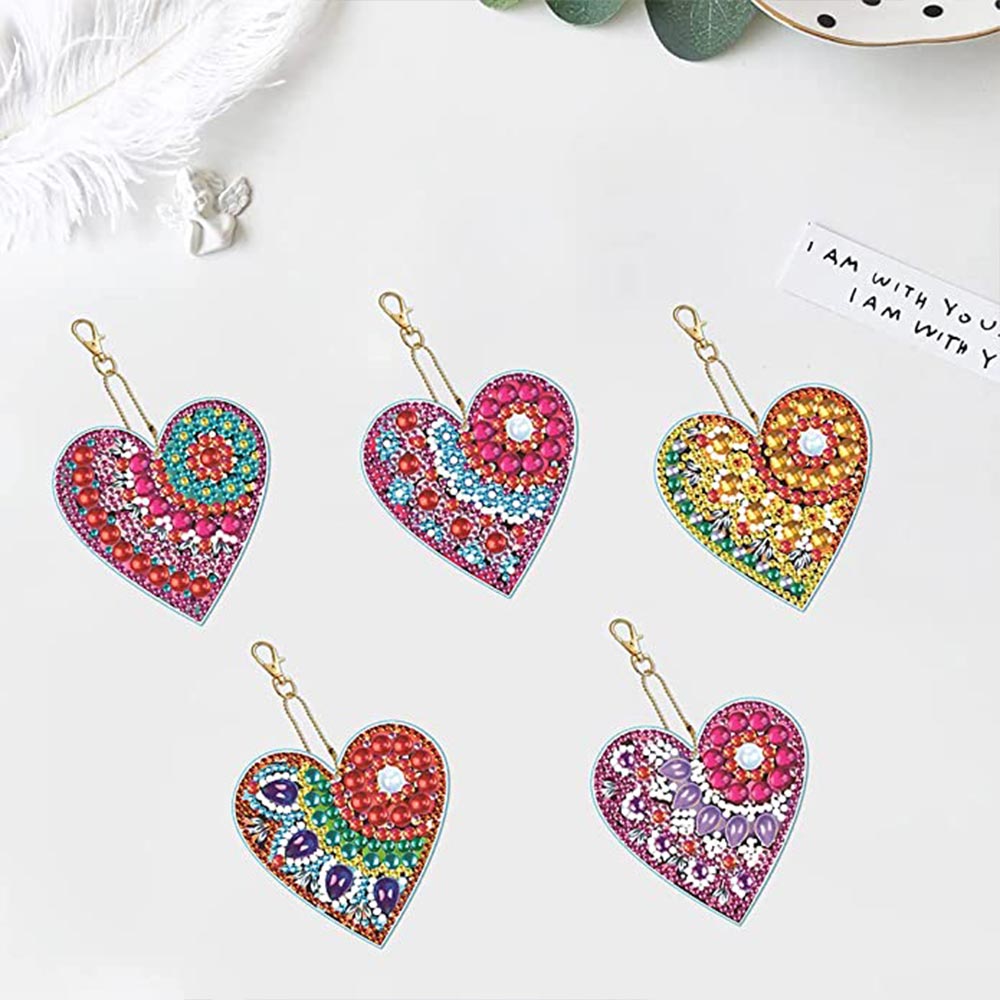 Diamond Painting Anhänger Herze 5st Set 4, Unique-Diamond