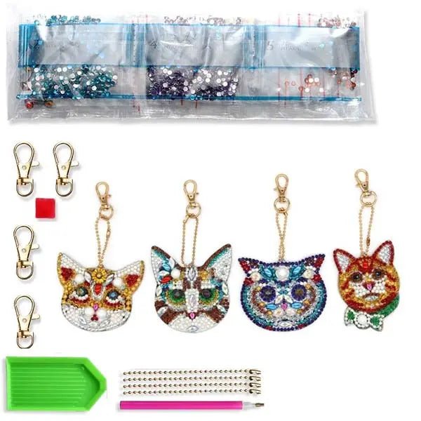 Diamond Painting Anhänger Katzen 4st Set - Unique-Diamond