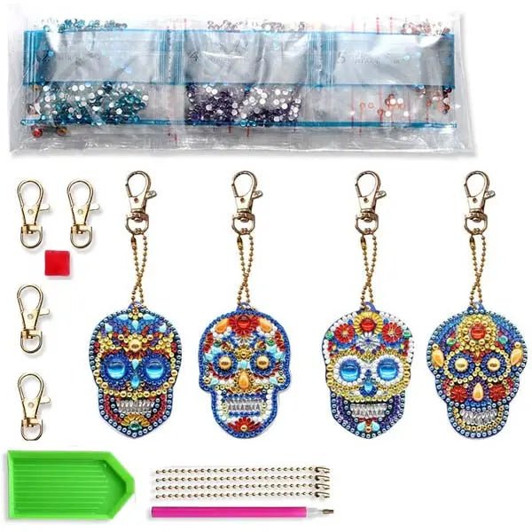 Diamond Painting Anhänger Totenkopf 4st Set - Unique-Diamond