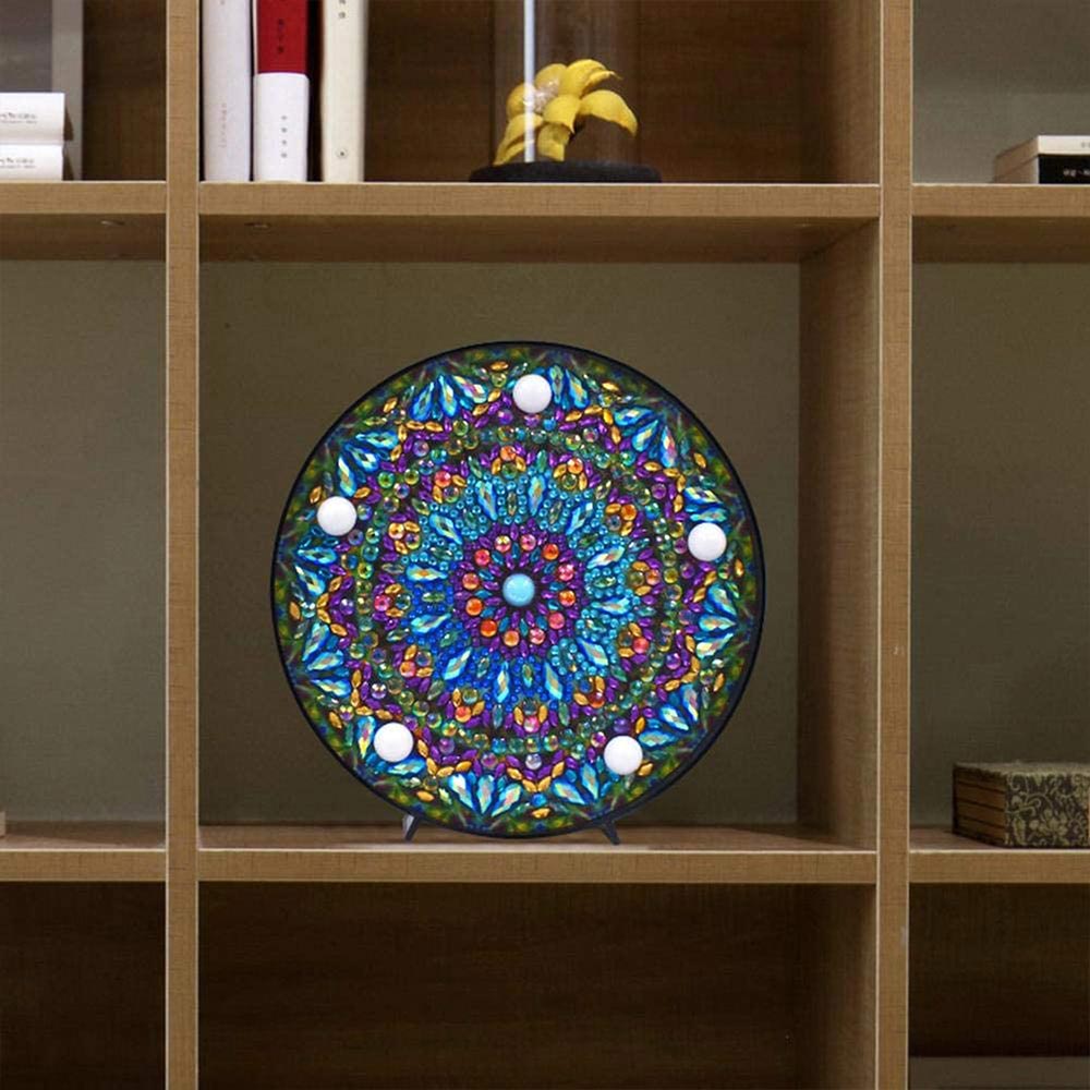 Diamond Painting LED Lampe Mandala Blau - Unique-Diamond